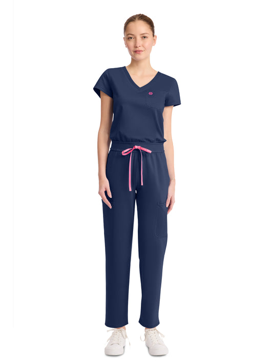 Women's 5-Pocket V-Neck Jumpsuit - 550 - Navy