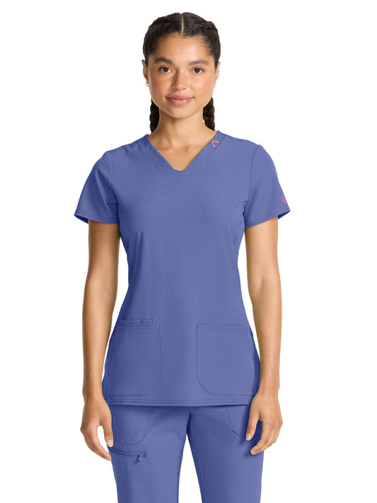 Women's 3-Pocket V-Neck Top - 702 - Ciel