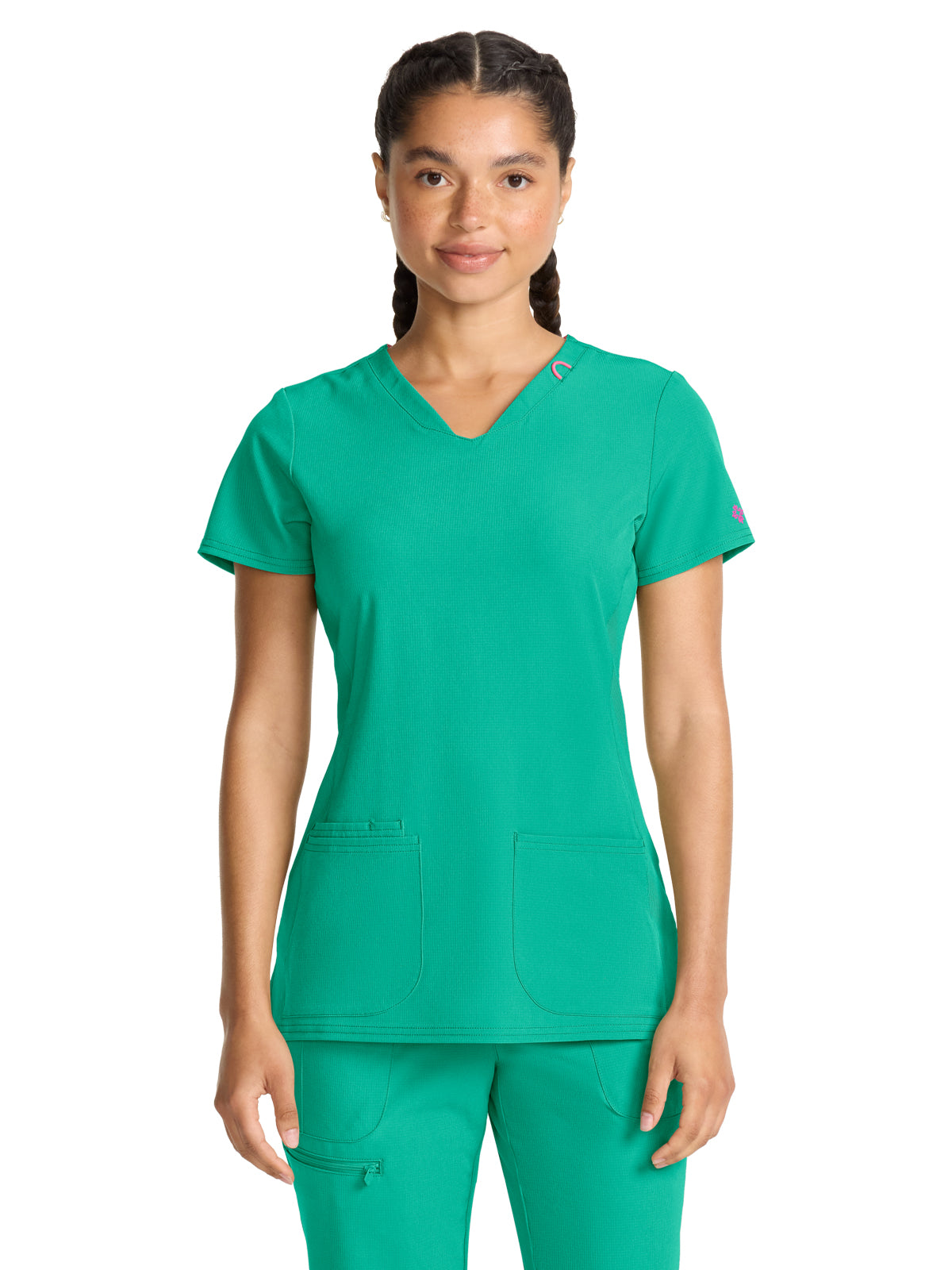 Women's 3-Pocket V-Neck Top - 702 - Teal Tonic