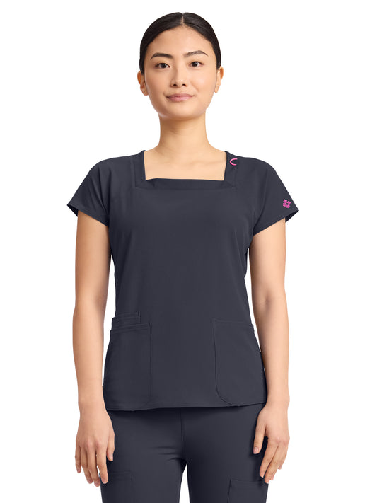 Women's 3-Pocket Square Neck Scrub Top - 704 - Pewter
