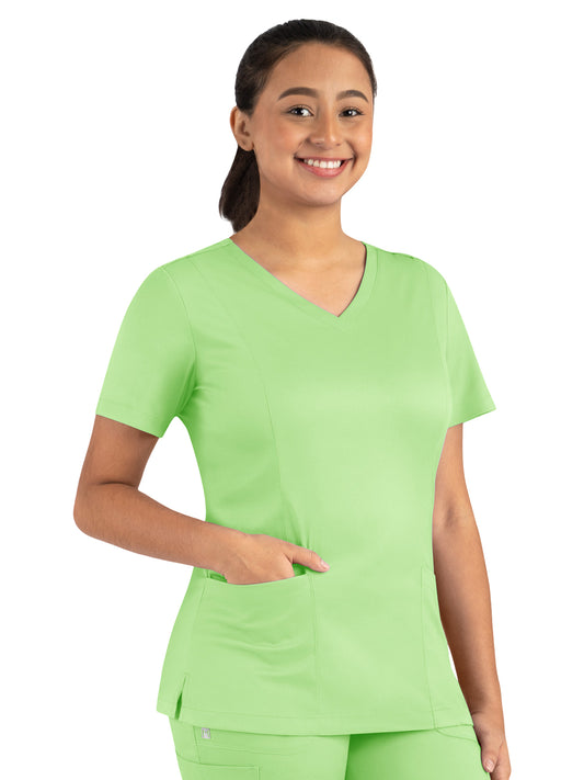 Women's Three-Pocket V-Neck Top - 3501 - Patina Green