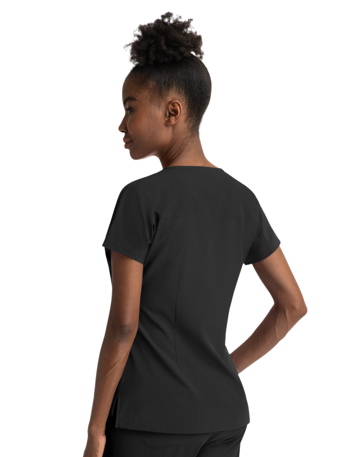 Women's Three-Pocket Notched Neck Dolman Top - 4540 - Black