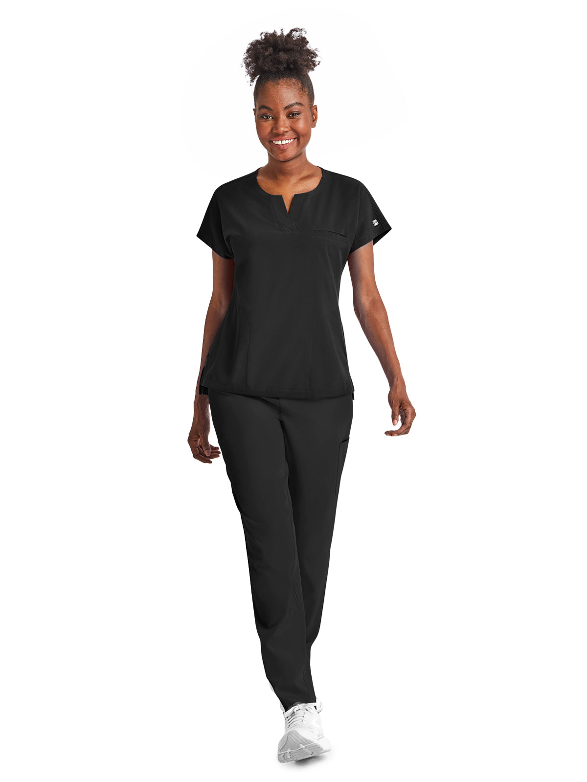 Women's Three-Pocket Notched Neck Dolman Top - 4540 - Black