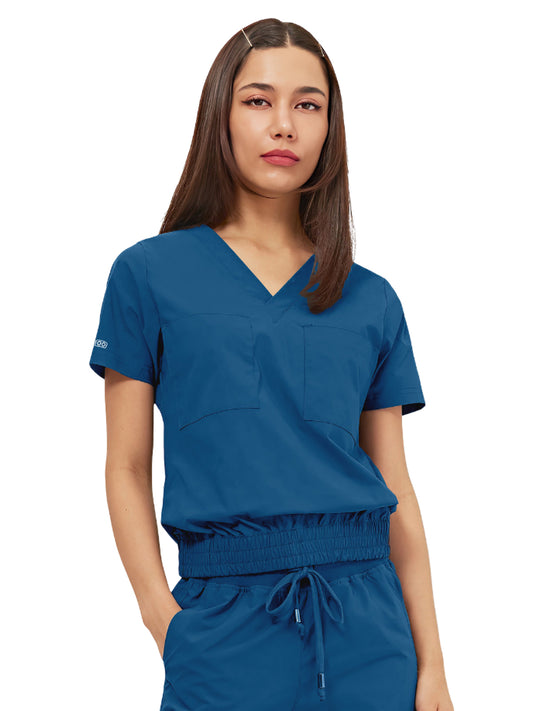 Women's Two-Pocket LUNA Tuck Band V-Neck Top - 1018 - St. Barts