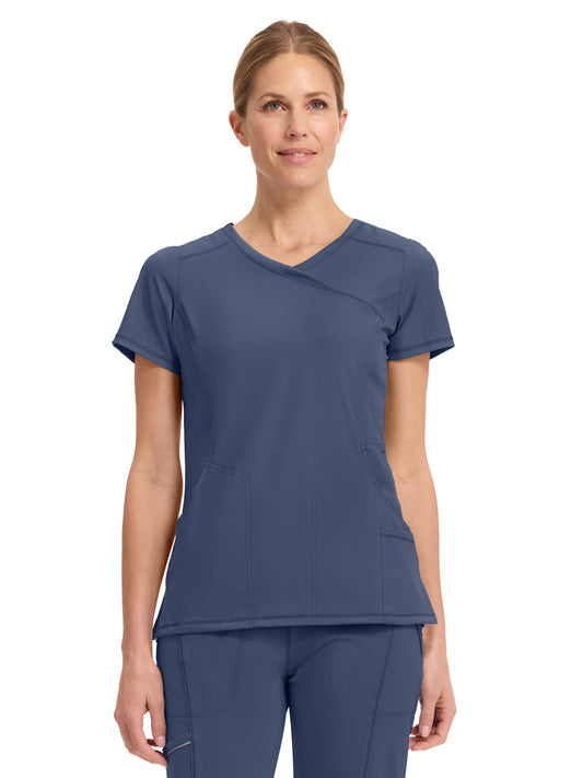 Women's 4-Pocket Mock Wrap Top - 2625A - Navy