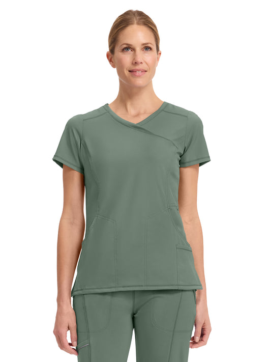 Women's 4-Pocket Mock Wrap Top - 2625A - Olive