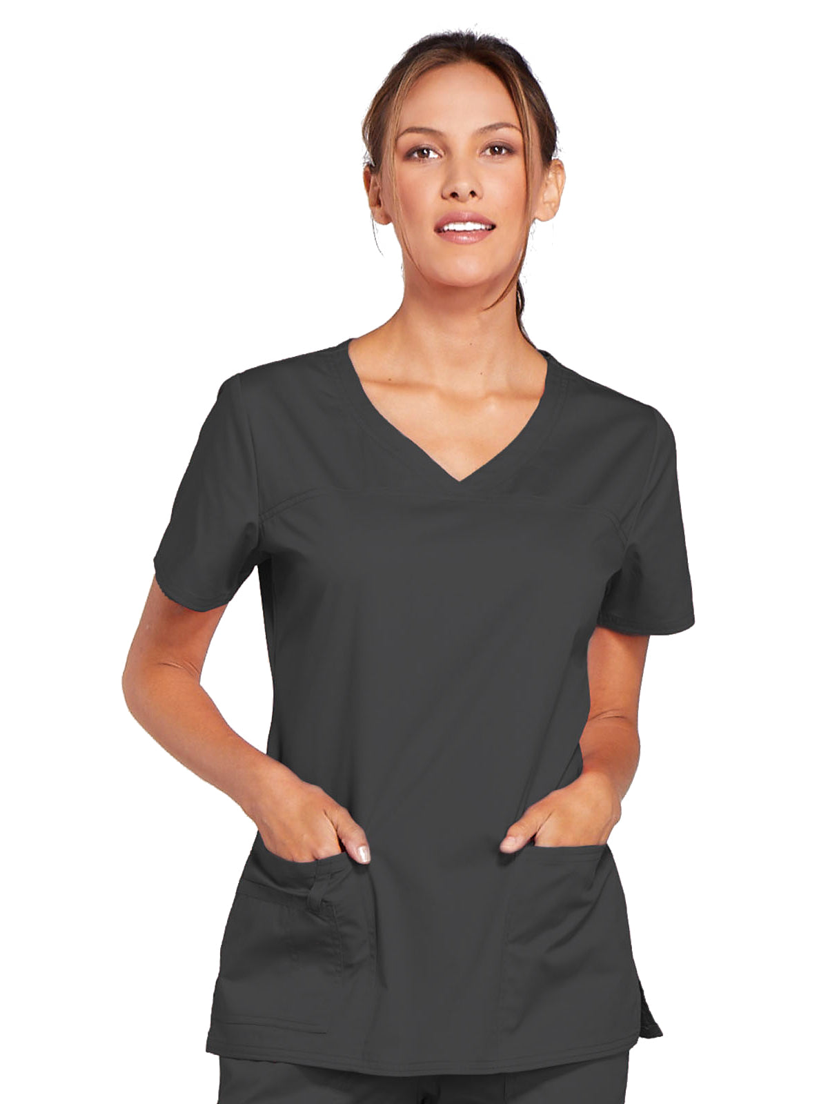 Women's 3-Pocket V-Neck Top - 4727 - Pewter