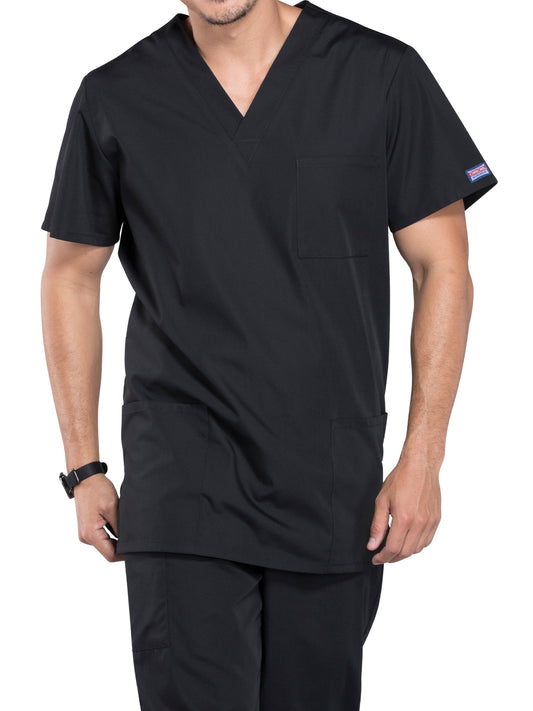 Unisex 3-Pocket V-Neck Top - 4876 - Black