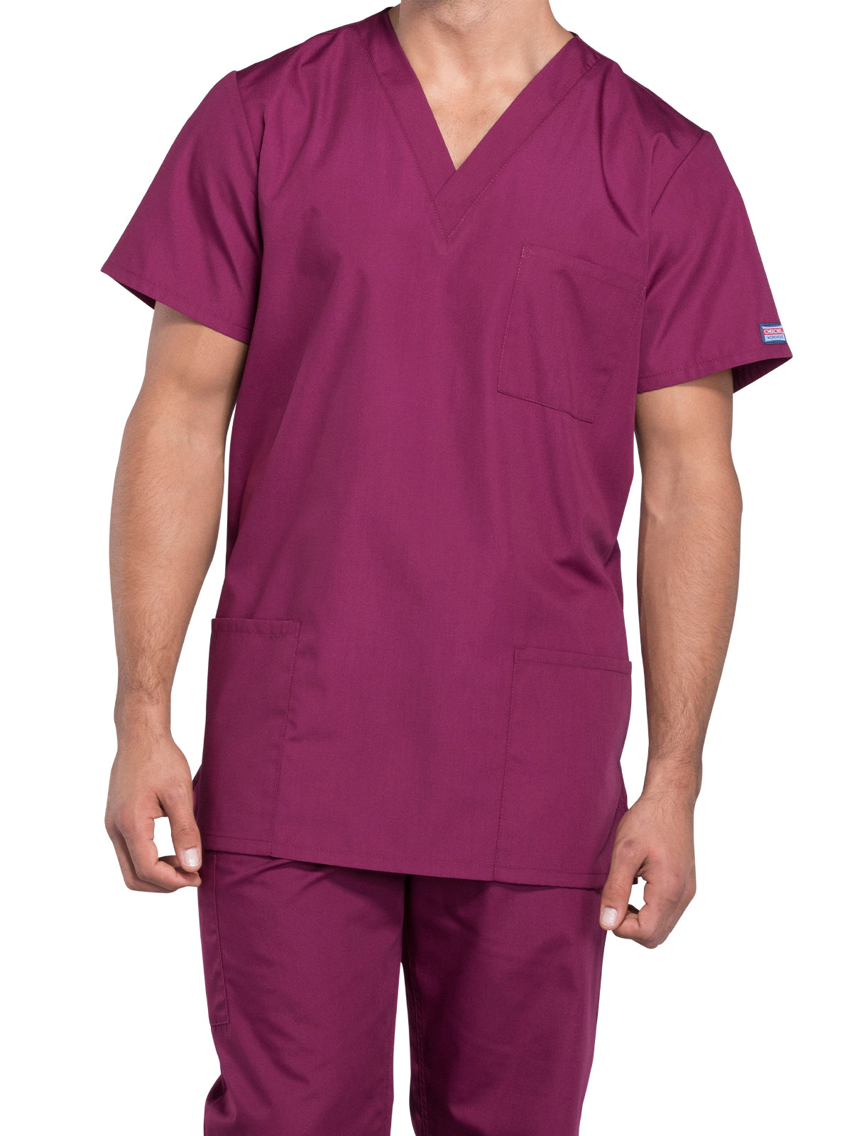 Unisex 3-Pocket V-Neck Top - 4876 - Wine