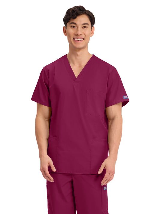 Unisex 3-Pocket V-Neck Top - 4876 - Wine