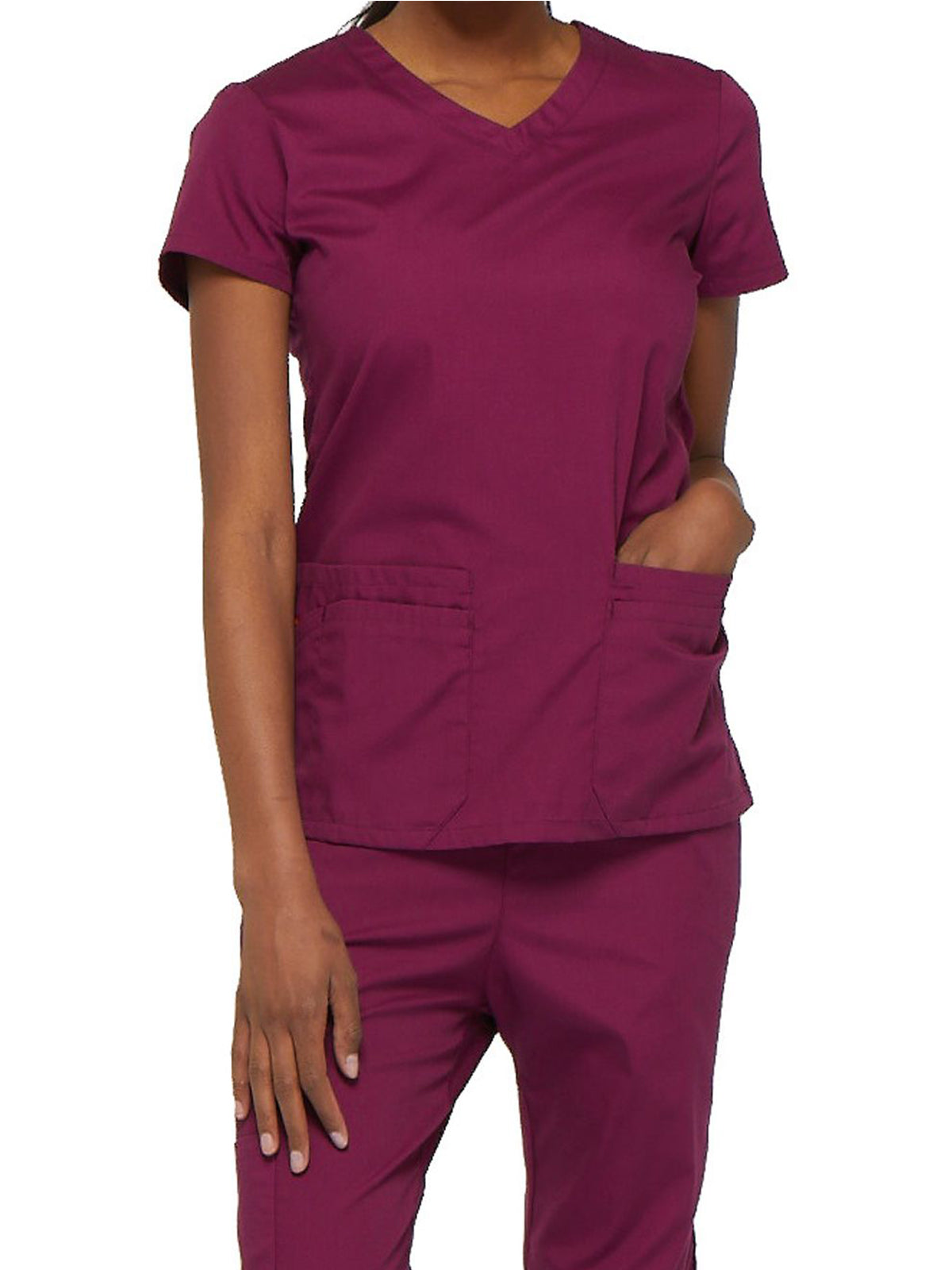 Women's 6-Pocket V-Neck Top - 85906 - Wine