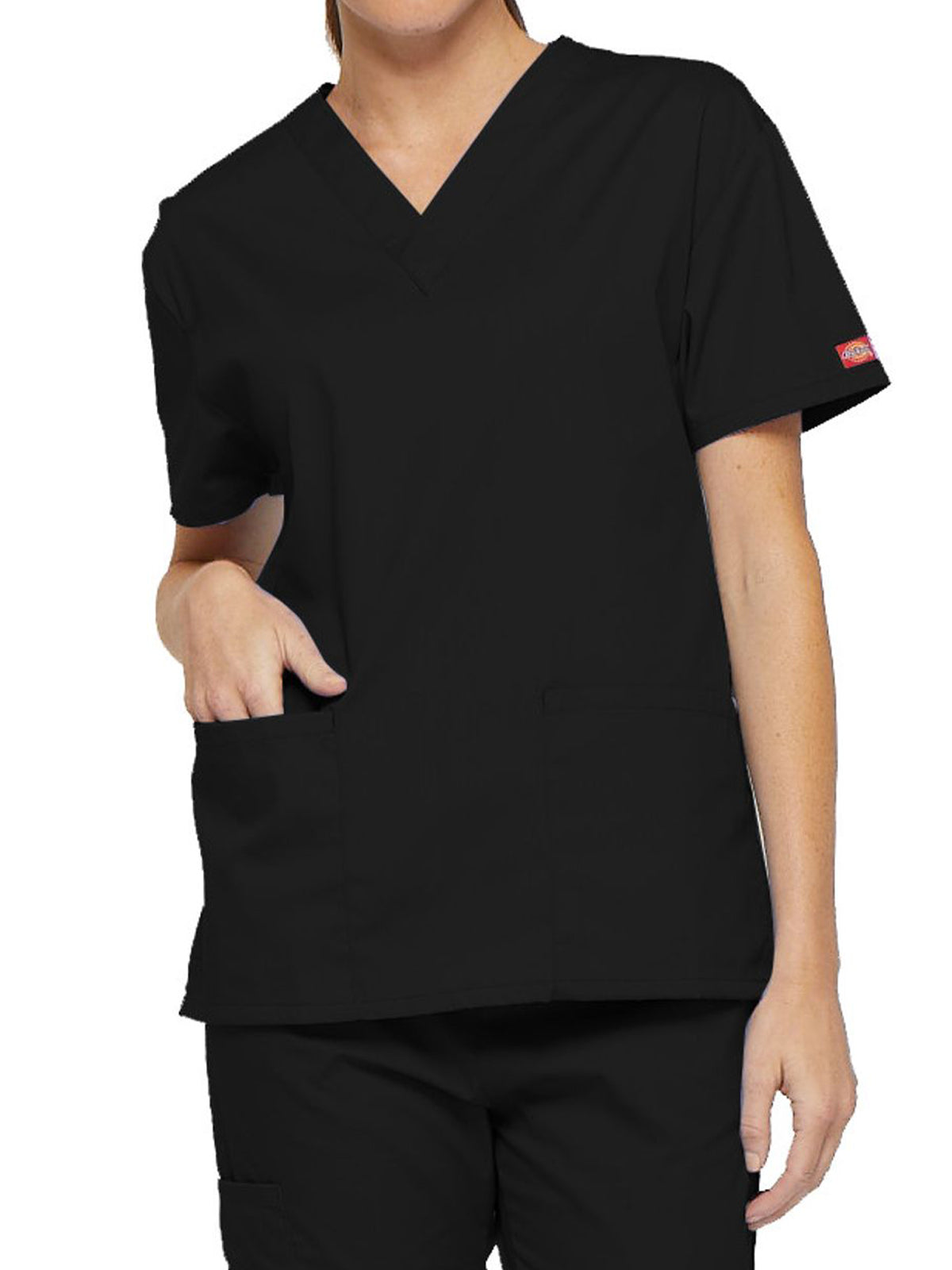 Women's 2-Pocket V-Neck Top - 86706 - Black
