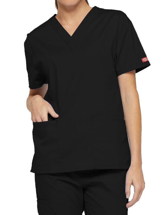 Women's 2-Pocket V-Neck Top - 86706 - Black