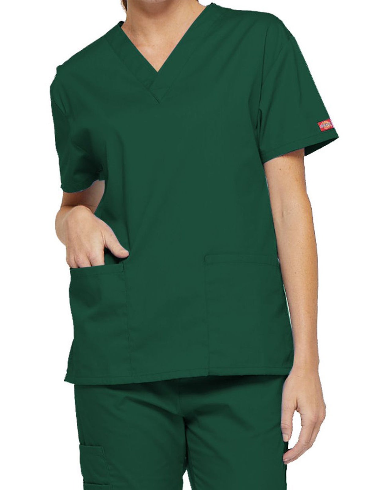 Women's 2-Pocket V-Neck Top - 86706 - Hunter
