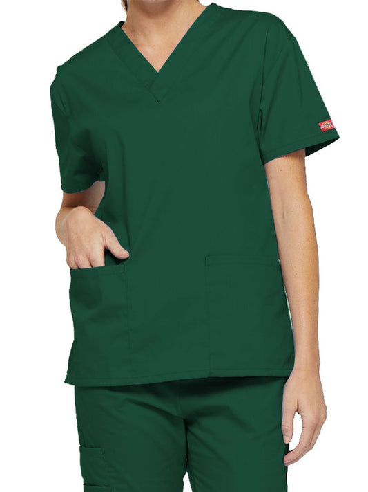 Women's 2-Pocket V-Neck Top - 86706 - Hunter