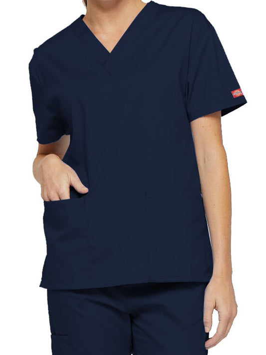Women's 2-Pocket V-Neck Top - 86706 - Navy