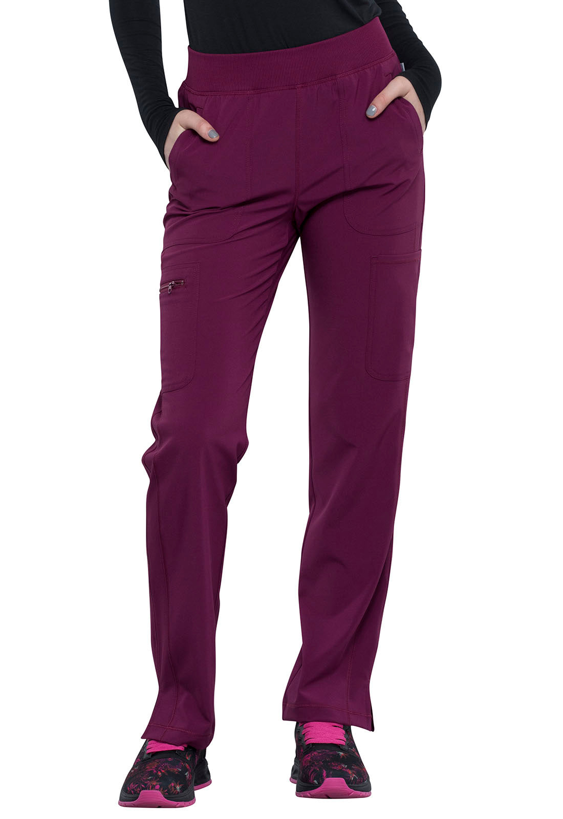 Women's Mid Rise Tapered Leg Pant - CK065A - Wine