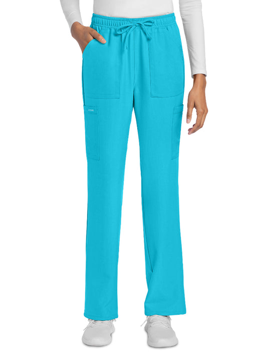 Women's 4-Pocket Drawstring Cargo Pant - CK272A - Turquoise