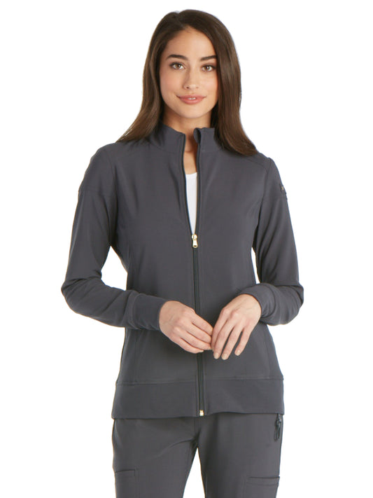 Women's 2 Pocket Zip Front Jacket - CK303 - Pewter