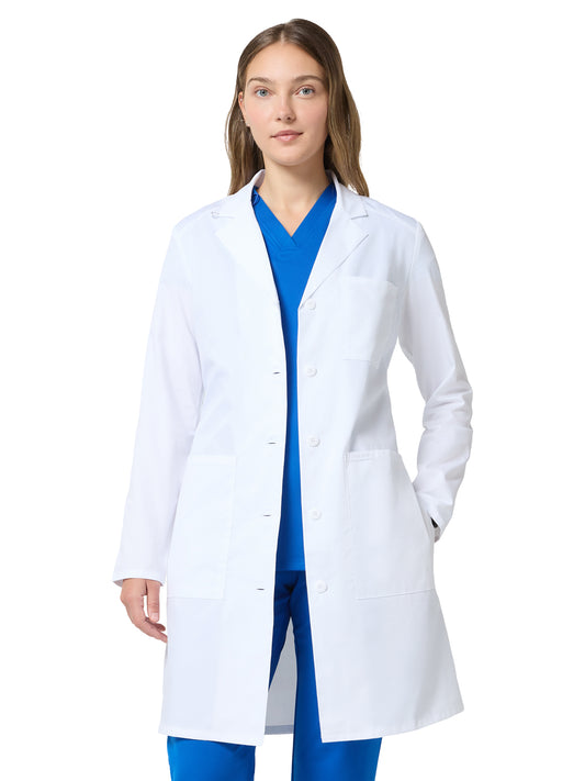 Women's Three-Pocket 37" Full-Length Lab Coat - CK421 - White