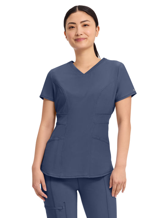 Women's 3-Pocket V-Neck Top - CK623A - Navy