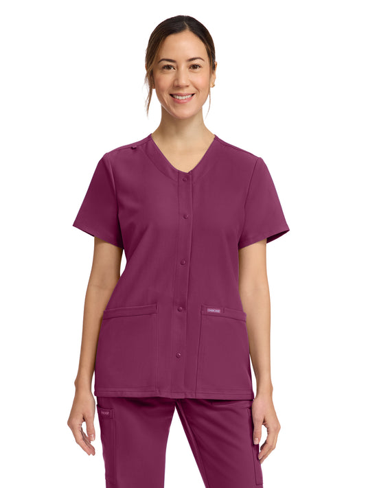 Women's 2-Pocket Snap-Front Top - CK844A - Wine