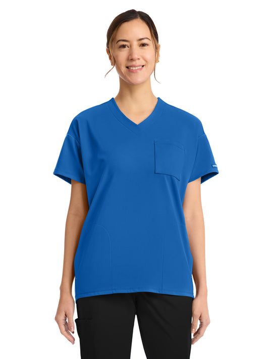 Women's 3-Pocket V-Neck Tunic Top - CK863 - Royal