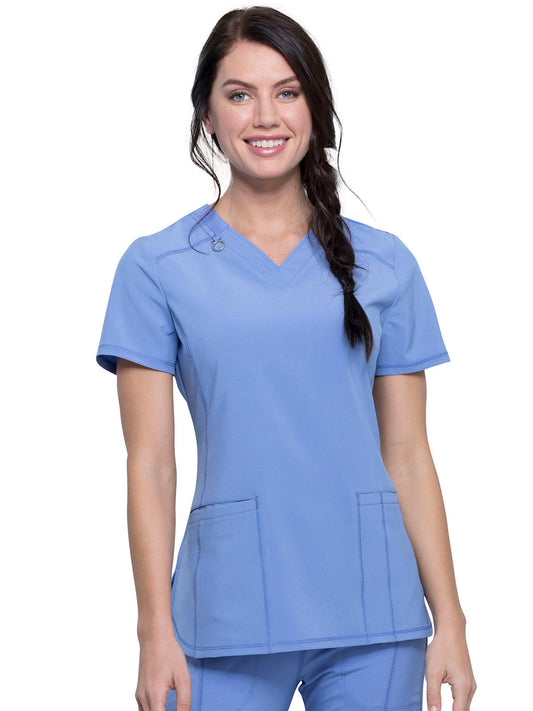 Women's 2-Pocket V-Neck Top - CK865A - Ciel