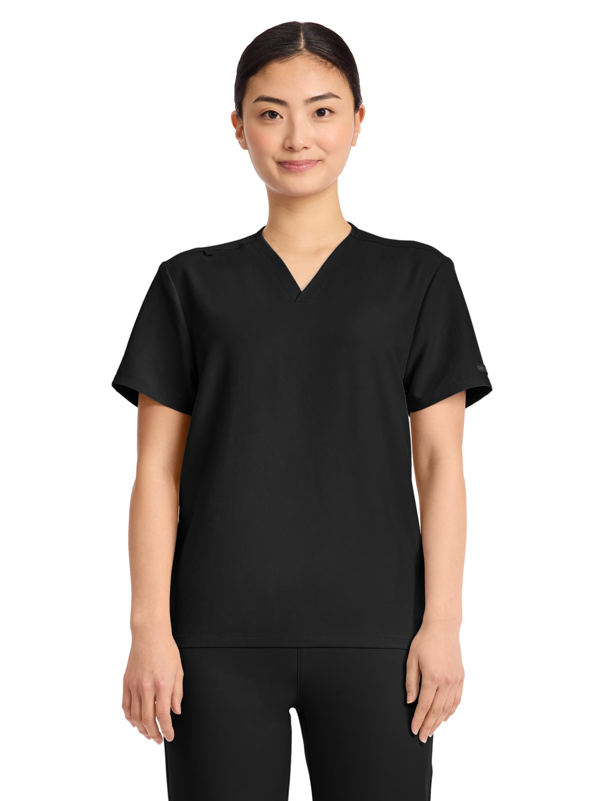 Unisex Pocketless V-Neck Top - CK869A - Black