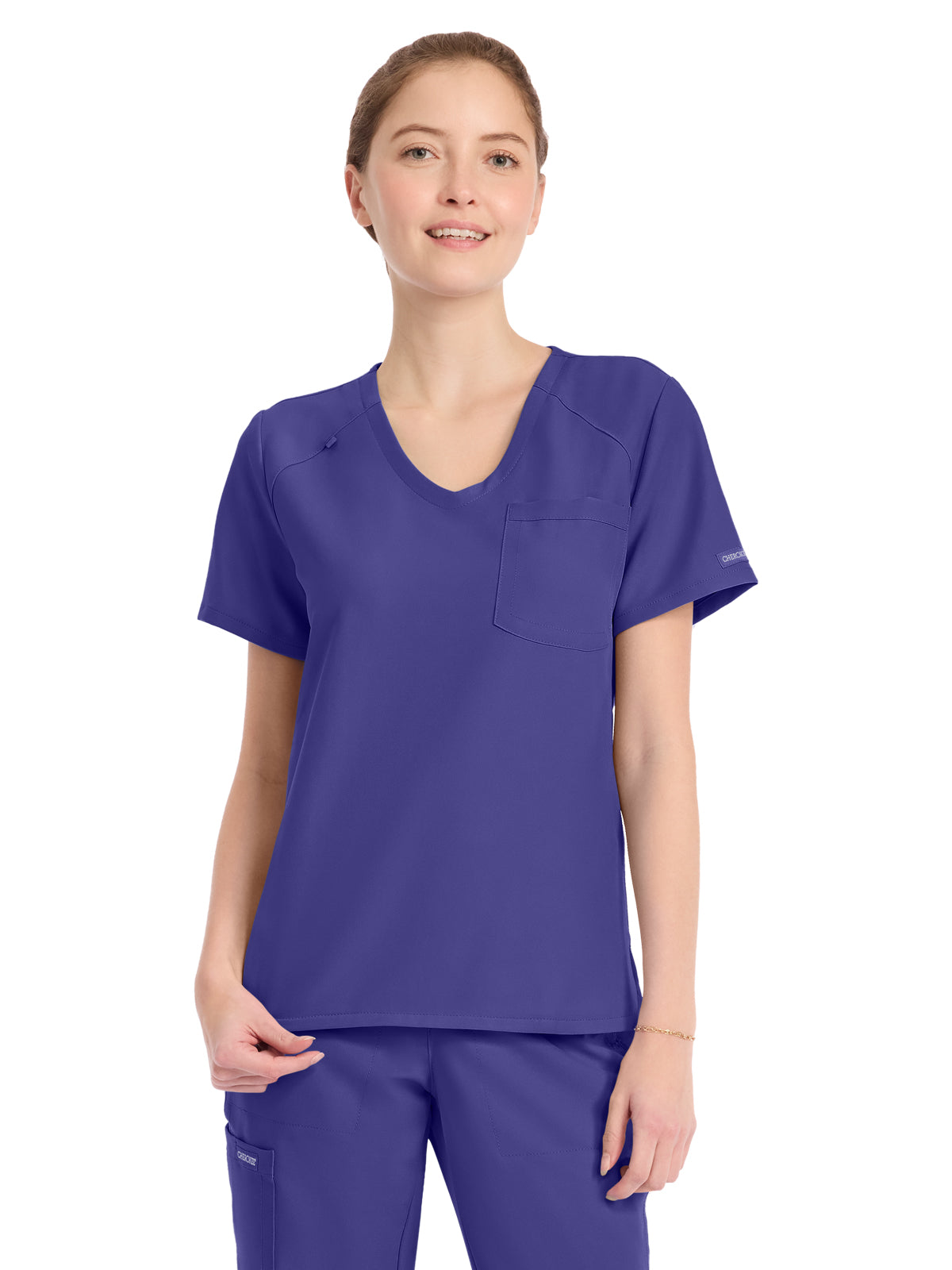 Women's 1-Pocket Tuck-In V-Neck Top - CK954A - Grape