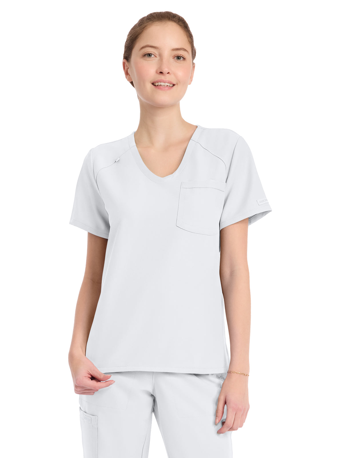 Women's 1-Pocket Tuck-In V-Neck Top - CK954A - White