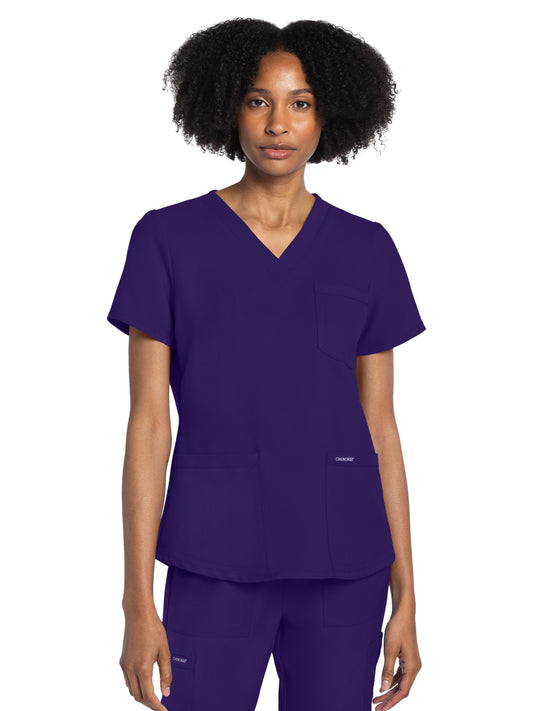 Women's 3-Pocket V-Neck Top - CK961A - Grape