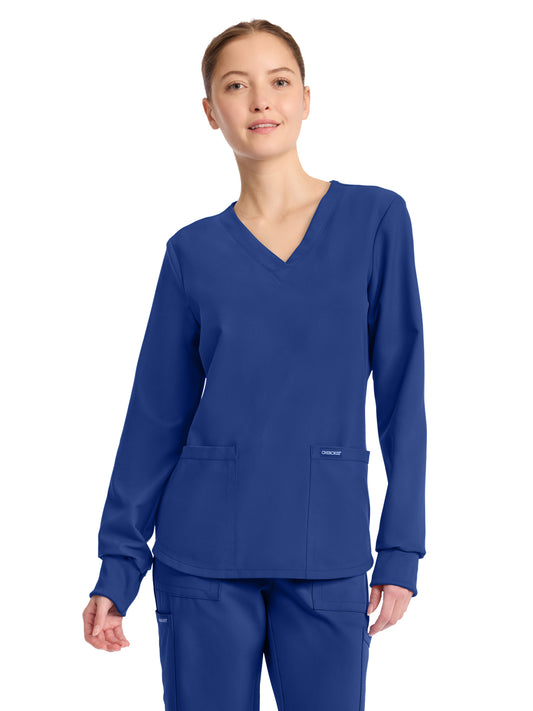 Women's 2-Pocket Long Sleeve Top - CK962A - Royal