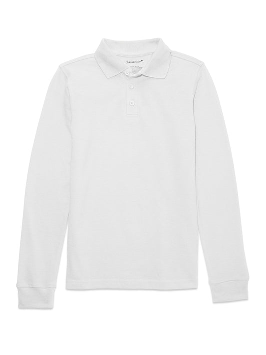 Unisex Long Sleeve Pique Polo - CR835X - White