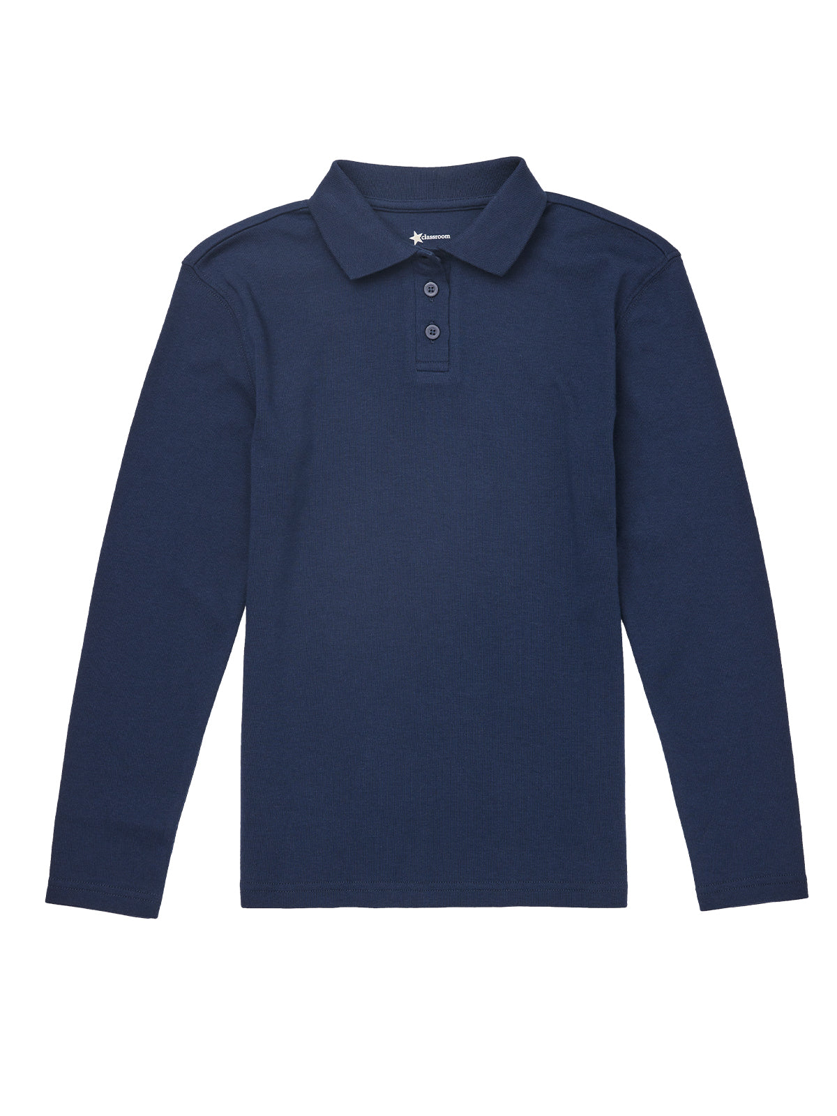 Girls' Long Sleeve Fitted Interlock Polo - CR854Y - Dark Navy