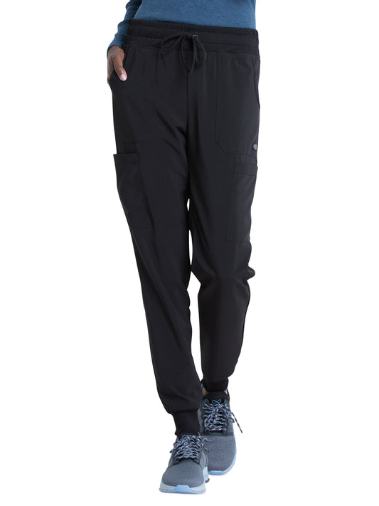 Women's 6-Pocket Mid Rise Jogger Pant - DK065 - Black