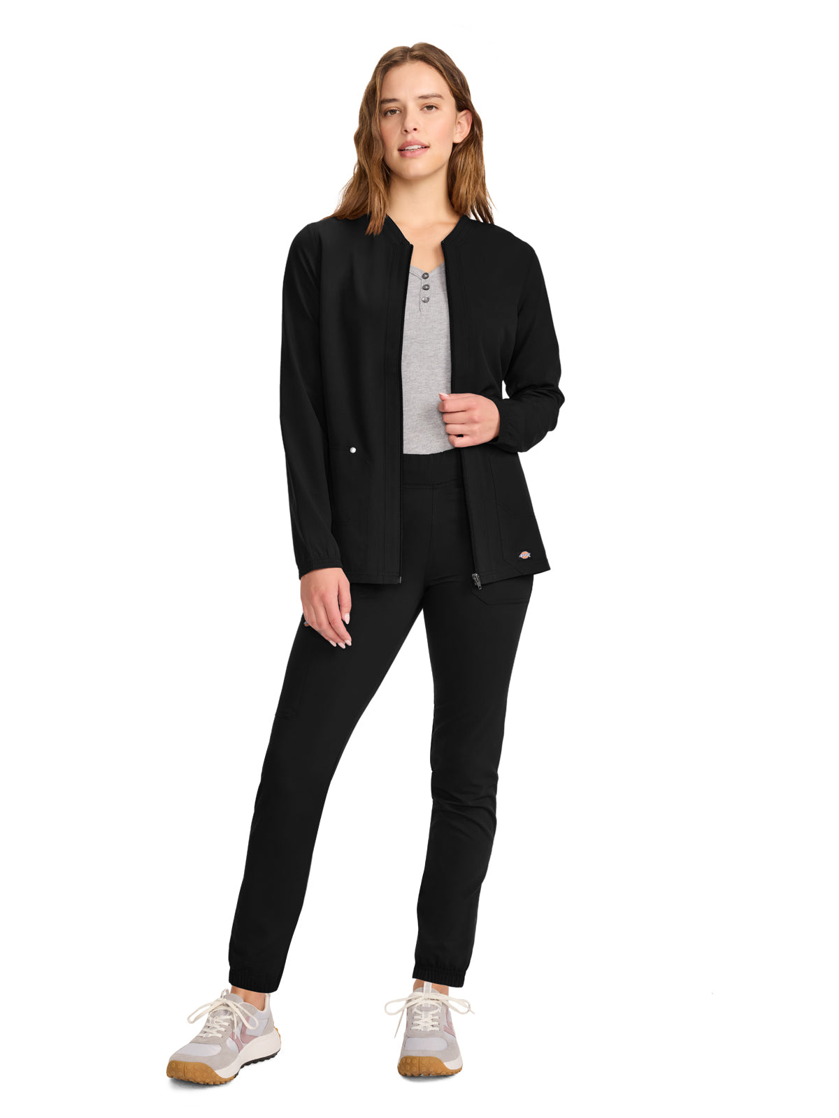 Women's 2-Pocket Front-Zip Jacket - DK322 - Black