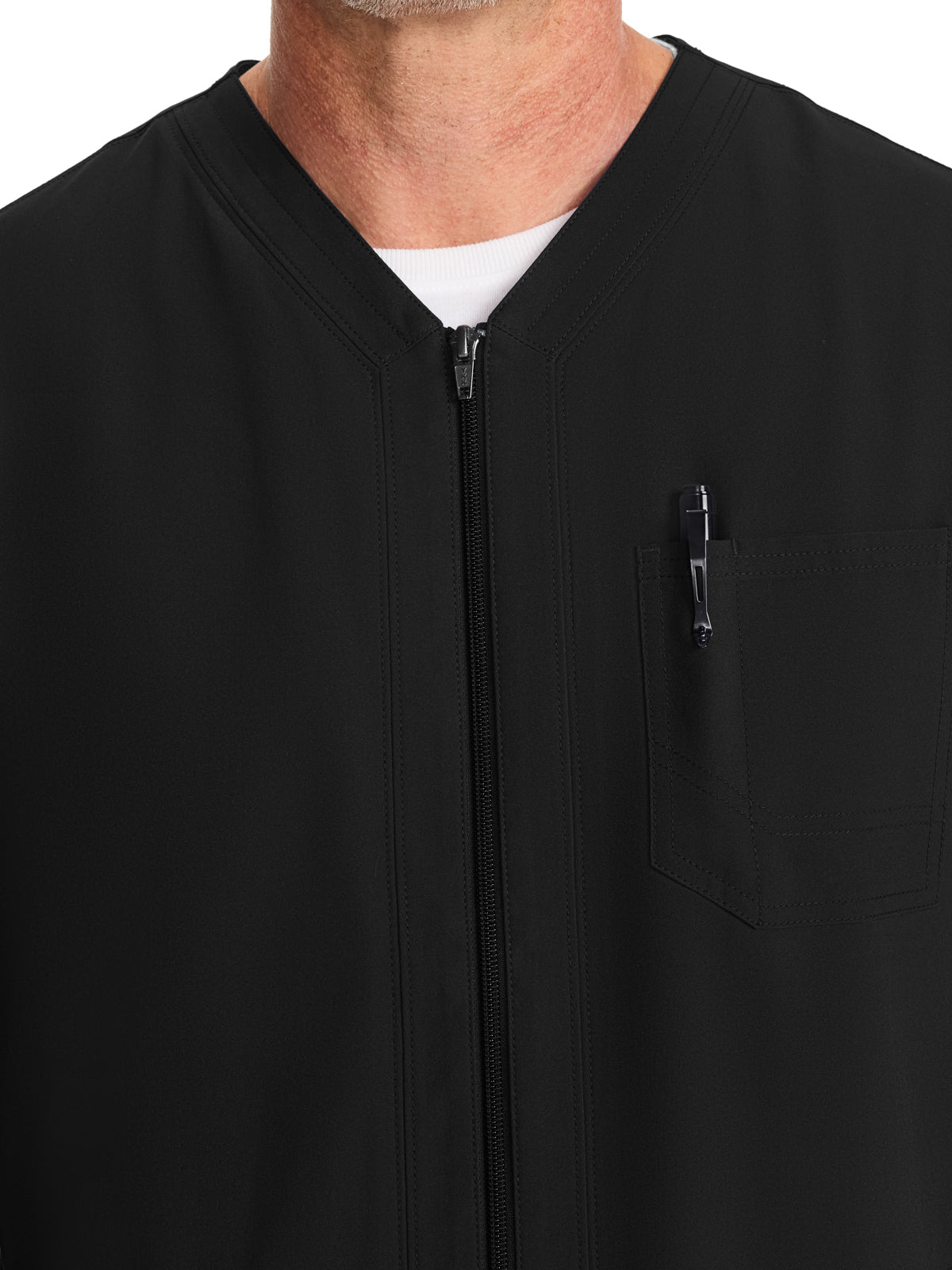 Men's 3-Pocket Front-Zip Jacket - DK323 - Black