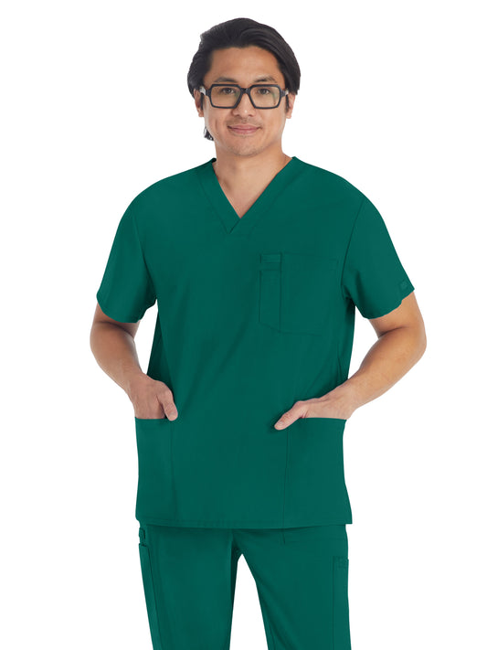 Men's 4-Pocket V-Neck Top - DK645 - Hunter Green