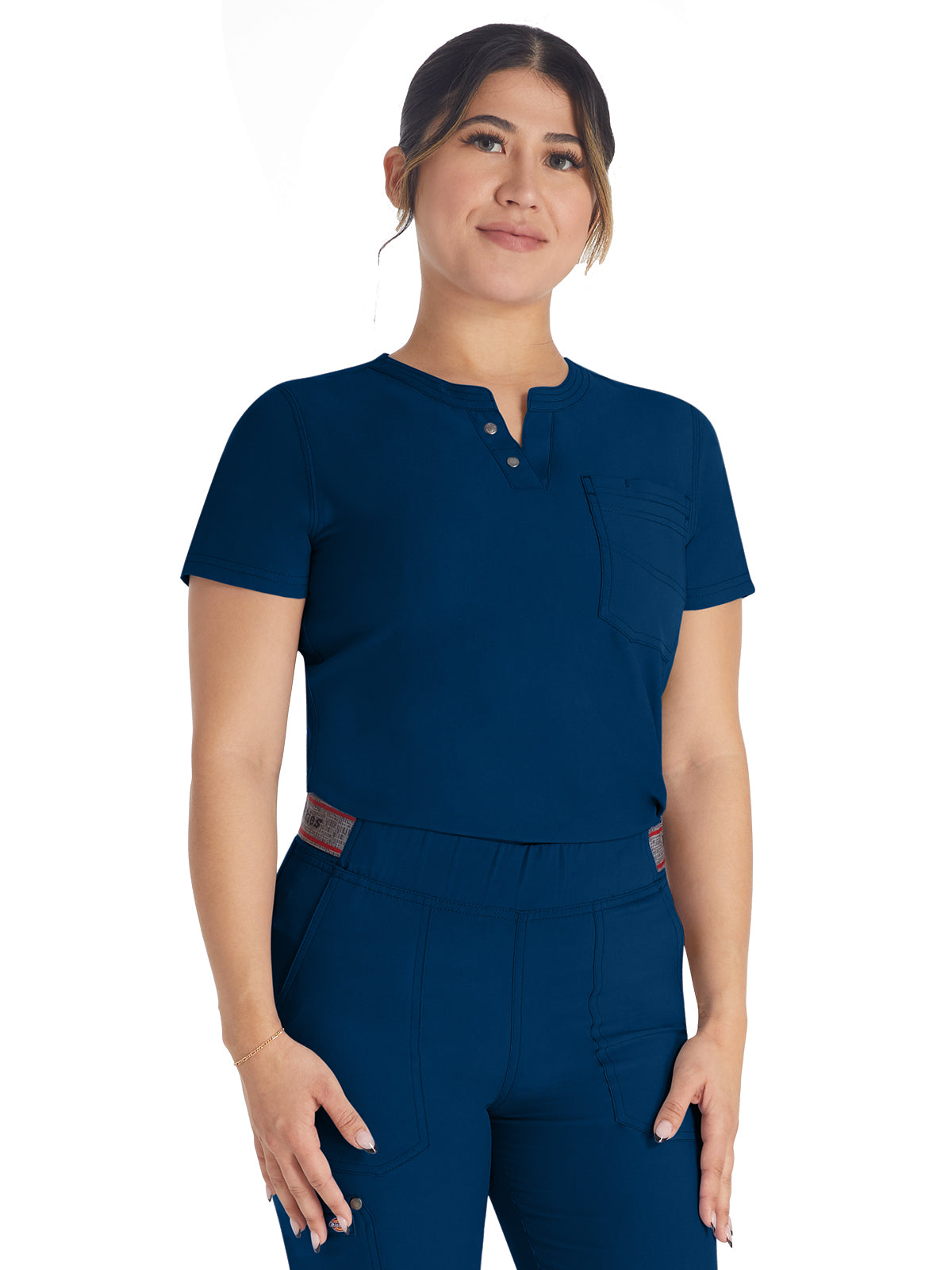 Women's 1-Pocket Henley Top - DK681 - Navy