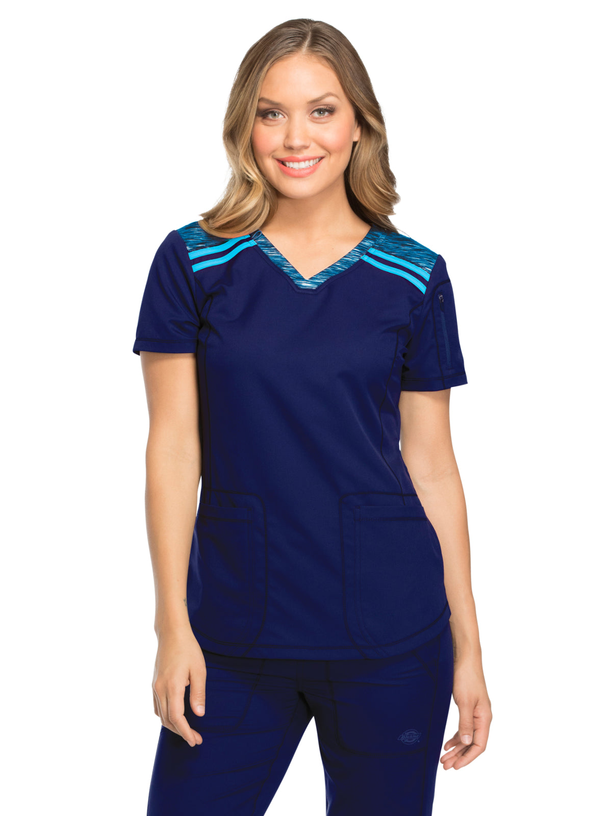 Women's V-Neck Top - DK740 - Navy