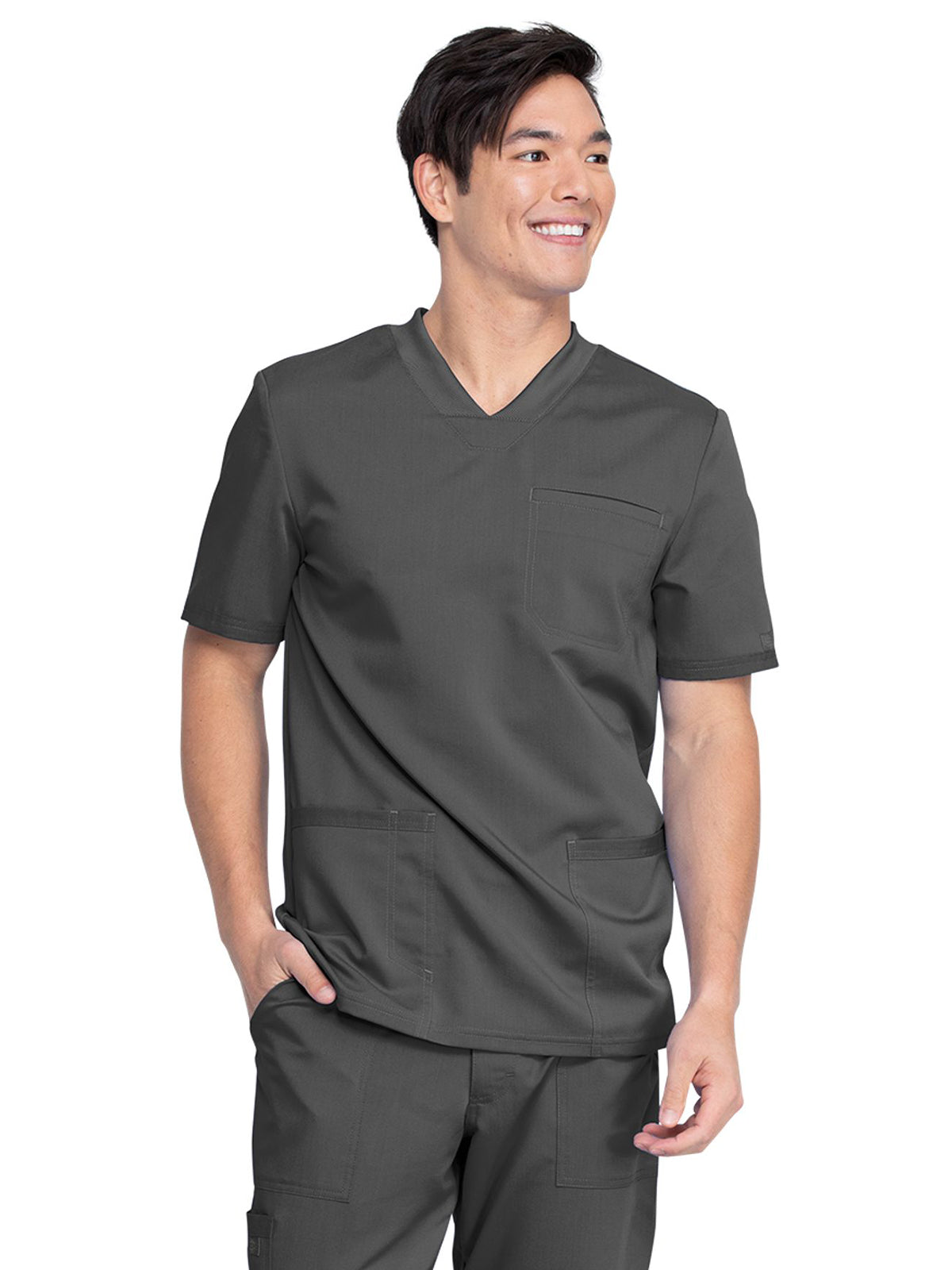 Men's 3-Pocket V-Neck Top - DK845 - Pewter