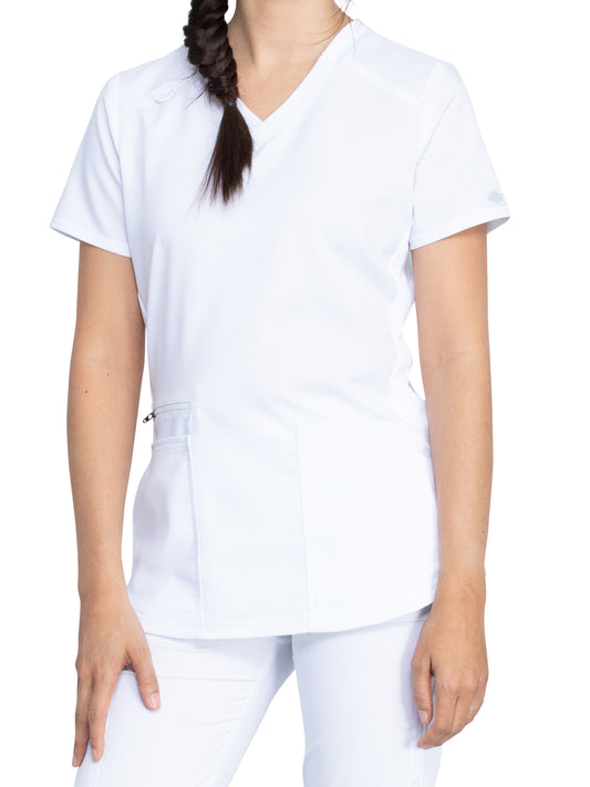 Women's 5-Pocket Rib Knit V-Neck Top - DK875 - White