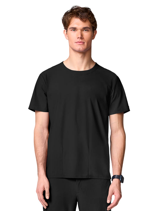 Men's 2-Pocket Crew Neck Scrub Top - IN00020 - Black