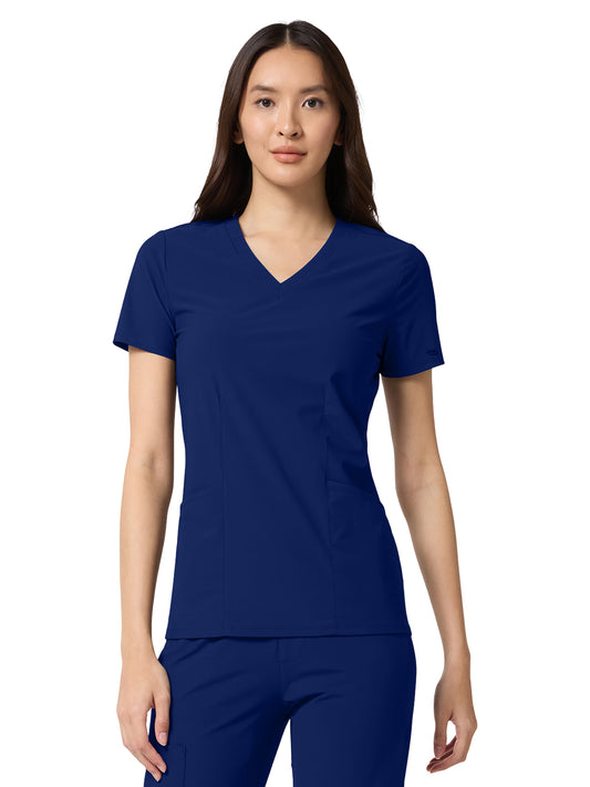 Women's 2-Pocket V-Neck Top - IN00033 - Navy