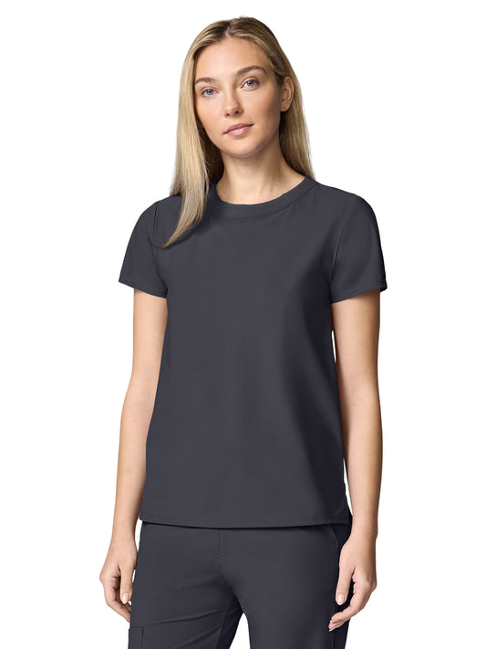 Women's Pocketless Crew Neck Scrub Top - IN00037 - Pewter