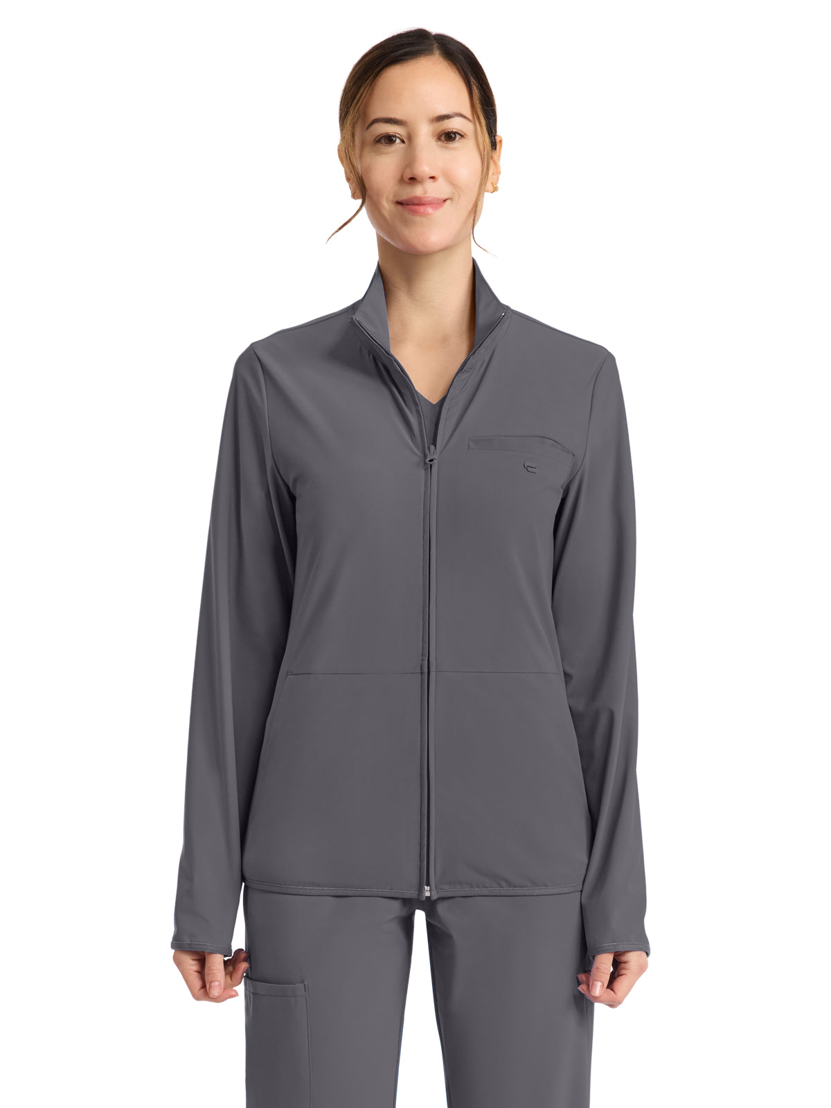 Women's 3-Pocket Warm-up Jacket - IN525A - Pewter