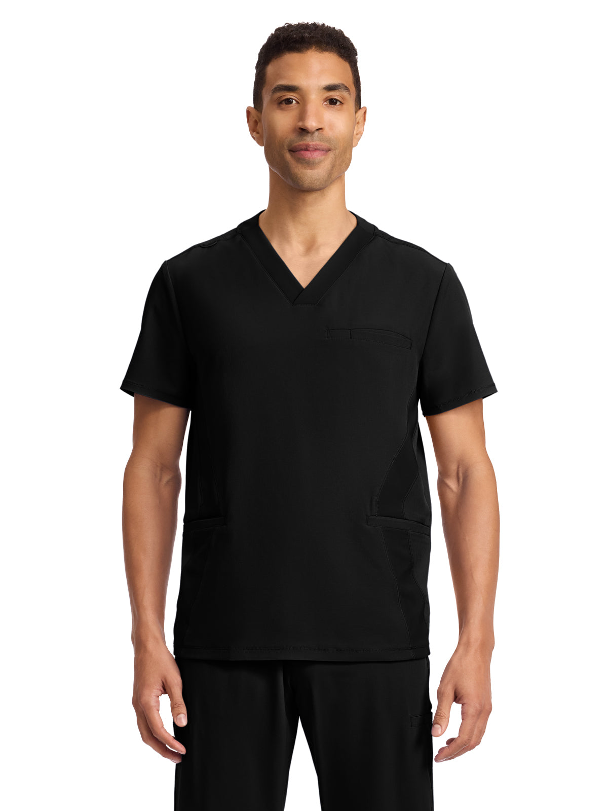 Men's 3-Pocket V-Neck Top - IN628A - Black