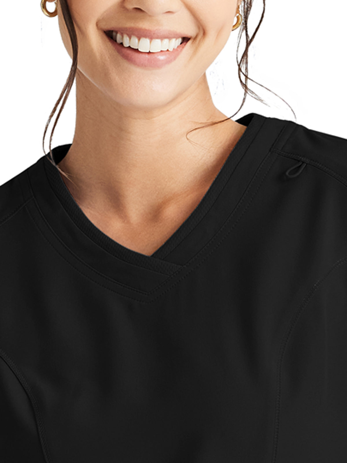 Women's 4-Pocket V-Neck Top - IP727A - Black