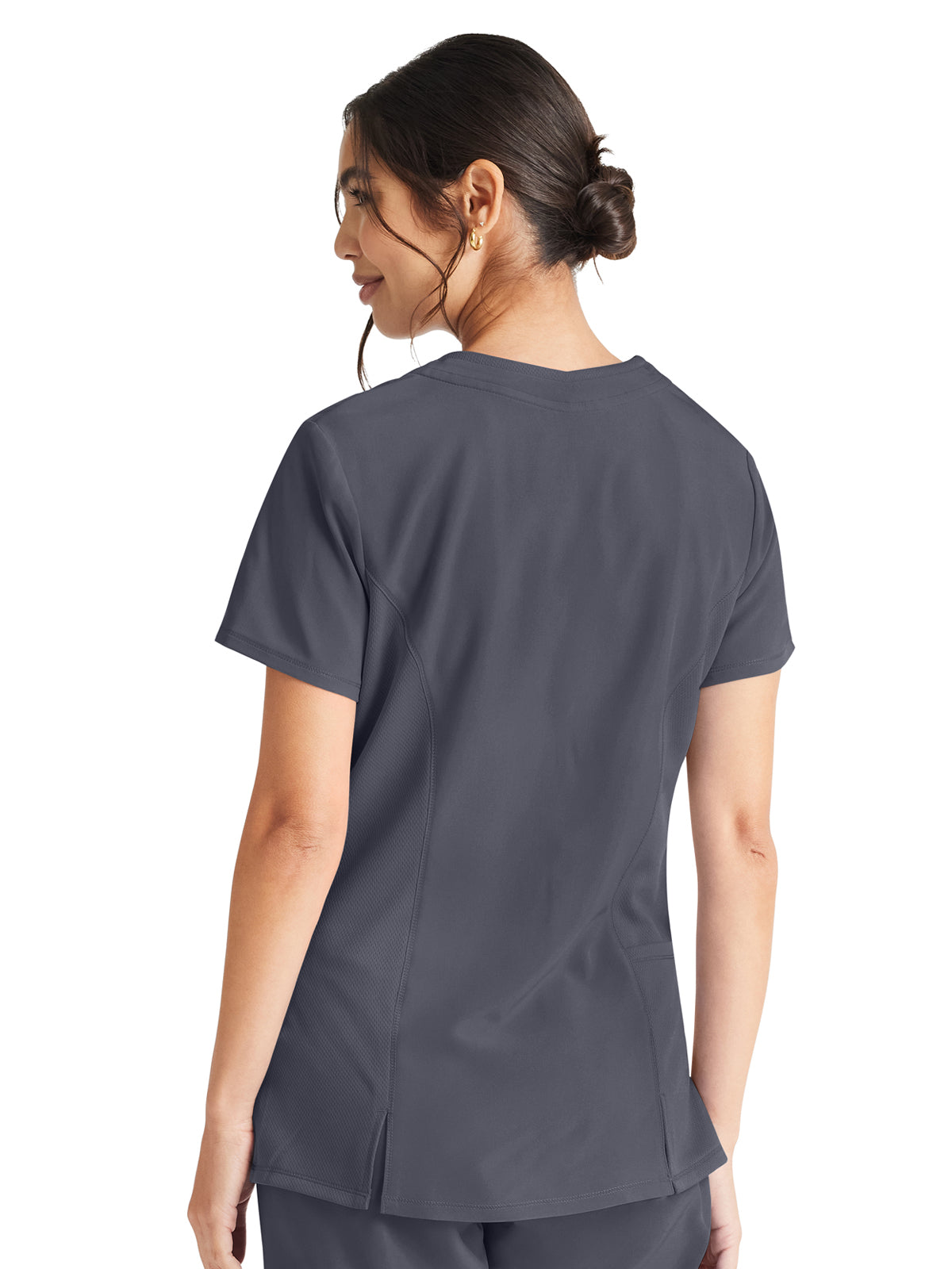 Women's 4-Pocket V-Neck Top - IP727A - Pewter